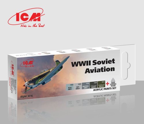Go to product ICM 3016 - Zestaw farb akrylowych WWII Soviet aviation (early period) 6 x 12 ml