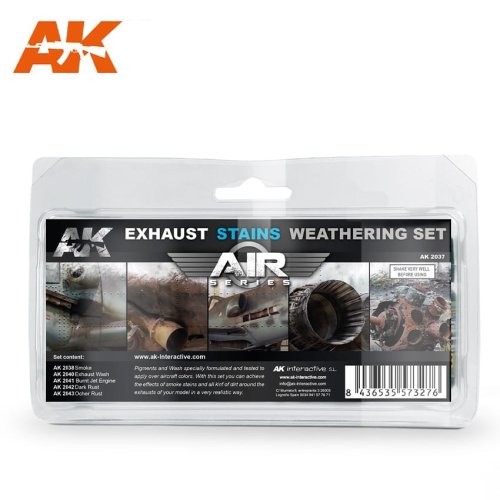 Go to product AK INTERACTIVE 2037 - Exhaust Stains Weathering Set - Air Series