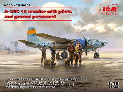 Go to product ICM 48288 - 1:48 A-26C-15 Invader with pilots and ground personnel