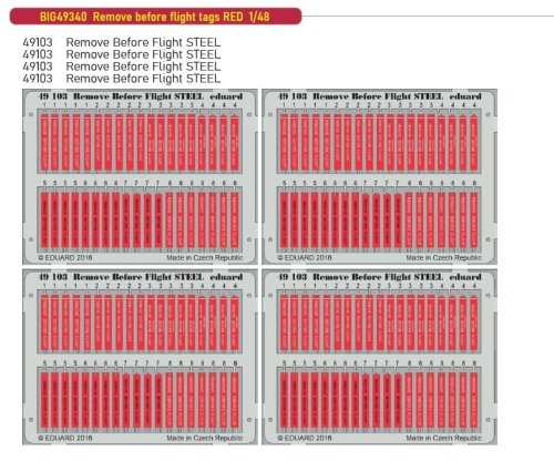 Go to product Eduard BIG49340 - 1:48 Remove before flight tags RED