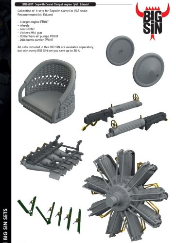 Go to product Eduard SIN64889 - 1:48 Sopwith Camel Clerget engine