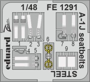 Eduard FE1291 - 1:48 A-1J seatbelts - Steel