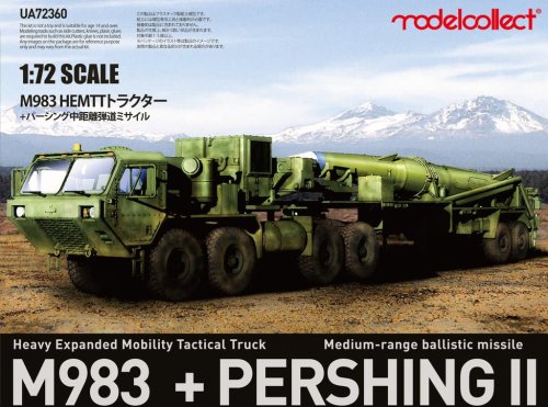 Go to product Modelcollect UA72360 - 1:72 USA M983 Heavy Expanded Mobility Tactical Truck + Pershing II Medium Range  Ballistic Missile