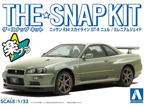 Go to product Aoshima 06253 - 1:32 Nissan R34 Skyline GT-R Nur Millenium Jade Snapkit
