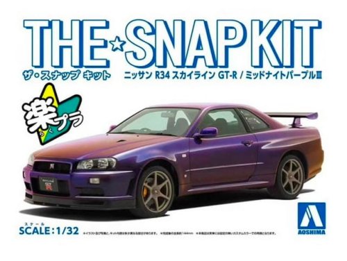 Go to product Aoshima 06252 - 1:32 Nissan R34 Skyline GT-R Midnight Purple Snapkit