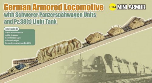 Go to product Dragon 14151 - 1:144 German Armored Locomotive with Schwerer Panzerspahwagen Units and Pz.38(t) Light Tank