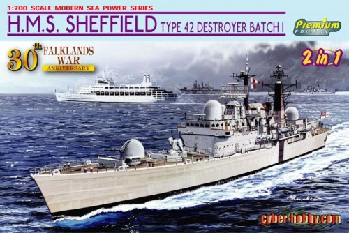Go to product Dragon 7133 - 1:700 HMS Sheffield Type 42 Destroyer Batch 1 Falklands War 30th Anniversary