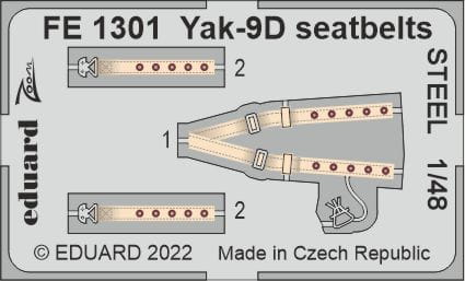 Go to product Eduard FE1301 - 1:48 Yak-9D seatbelts - Steel