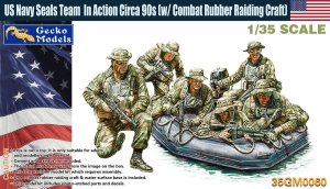 Gecko Models 35GM0060 - 1:35 US Navy Seals Team in Action Circa 90s w/Combat Rubber Raiding Craft