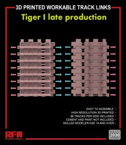 Rye Field Model 2030 - 1:35 3D Printed Workable Track Links Tiger I late production