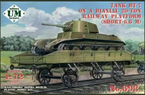 Unimodels UM-MT 693 - 1:72 BT-7 Tank on a Bi-axial 20 ton Railway Platform