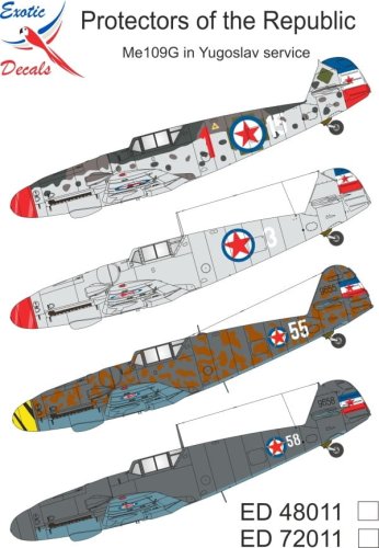 Go to product Exotic Decals 48011 - 1:48 Protectors of the Republic - Me 109G in Yugoslav service