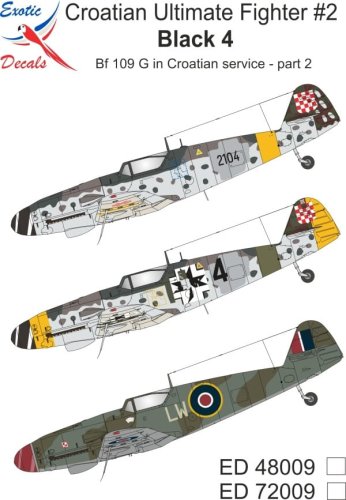 Go to product Exotic Decals 48009 - 1:48 Croatian Ultimate Fighter #2 - Black 4 - Bf 109 G in Croatian service - part 2