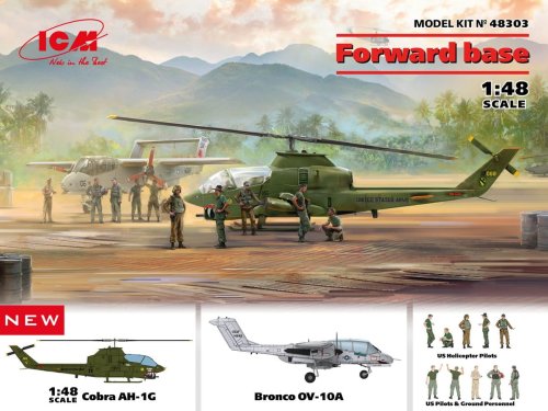 Go to product ICM 48303 - 1:48 Forward base Cobra AH-1G + Bronco OV-10A with US Pilots & Ground Personnel and US Helicopter Pilots