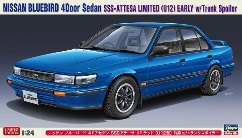 Go to product Hasegawa 20562 - 1:24 Nissan Bluebird 4Door Sedan SSS-Attesa Limited U12 Early w/Trunk Spoiler