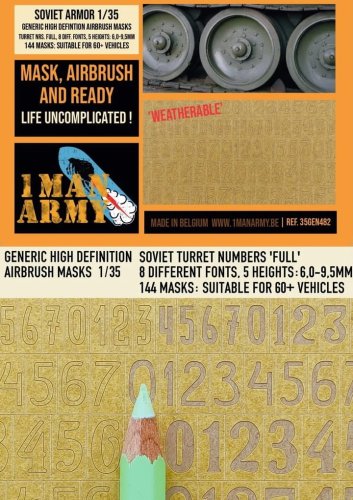Go to product 1 Man Army 35GEN482 - 1:35 Soviet Turret Numbers Full 5 Heights masks
