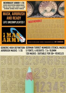 1 Man Army 35GEN444 - 1:35 German Turret Numbers masks