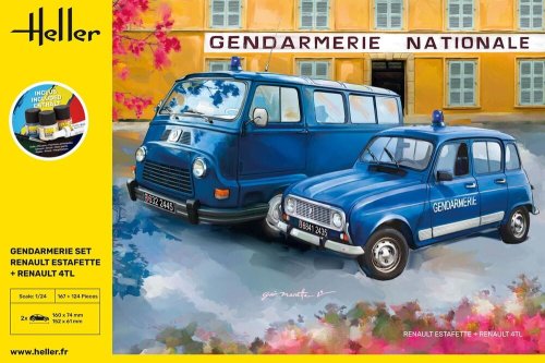 Go to product Heller 52325 - 1:24 Gendarmerie Set Renault Estafette + Renault 4TL modele z farbami
