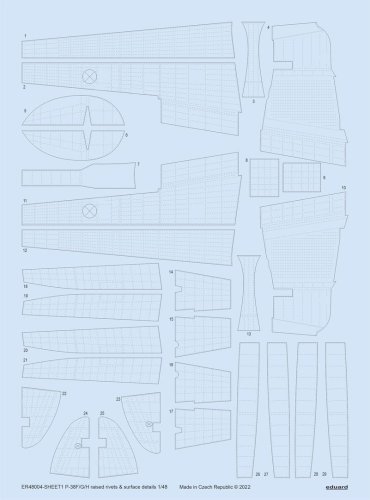 Go to product Eduard ER48004 - 1:48 P-38F/G/H raised rivets & surface details