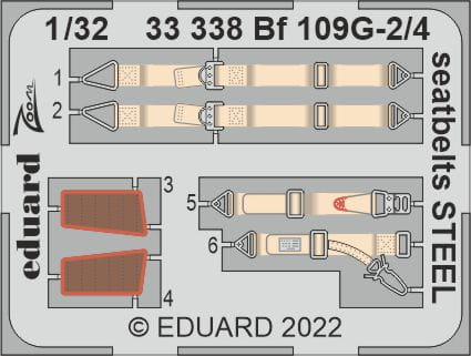 Go to product Eduard 33338 - 1:32 Bf 109G-2/4 seatbelts - Steel
