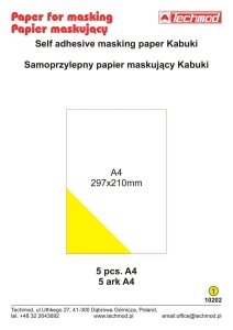 Techmod 10202 - Self adhesive Kabuki masking paper 5 A4 sheets.