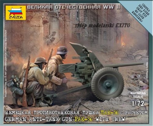 Go to product ZVEZDA 6114 - 1:72 German Anti-tank Gun Pak-36 with Crew