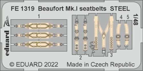 Go to product Eduard FE1319 - 1:48 Beaufort Mk.I seatbelts - Steel