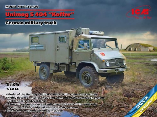 Go to product ICM 35136 - 1:35 Unimog S 404 Koffer German Military Truck