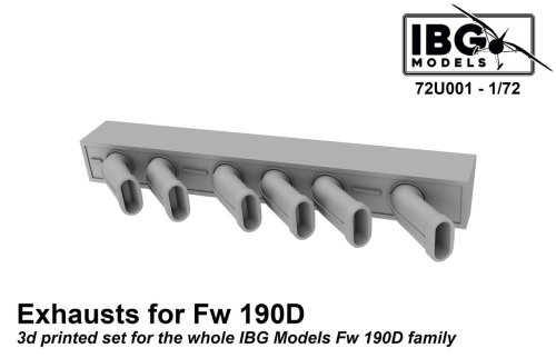 Go to product IBG 72U001 - 1:72 Exhaust for Fw190D - 3D printed set for IBG Models Fw190D family