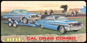 AMT 1223 - 1:25 Cal Drag Combo 1964 Ford Galaxie & Falcon & Trailer