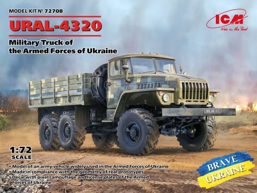 Go to product ICM 72708 - 1:72 URAL-4320 Military Truck of The Armed Forces of Ukraine