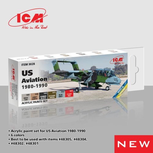 Go to product ICM 3028 - U.S. Aviation 1980-90 paint set