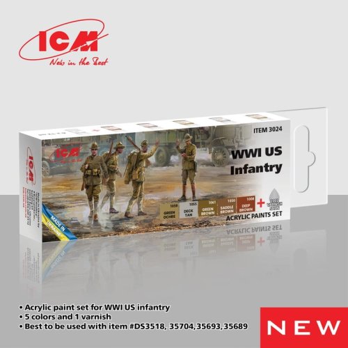 Go to product ICM 3024 - WWI U.S. Infantry paint set