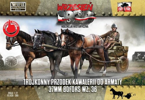Go to product First to Fight 099 - September 1939 - 1:72 Three horse drawn cavalry cart for 37mm Bofors wz.36 gun - Magazine with a model kit
