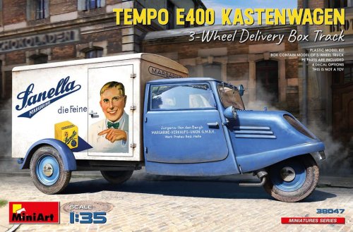 Go to product Miniart 38047 - 1:35 Tempo E400 Kastenwagen 3-wheel Delivery Box Track