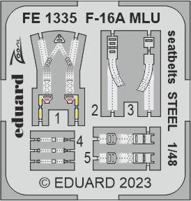 Go to product Eduard FE1335 - 1:48 F-16A MLU seatbelts - Steel