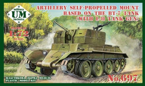 Go to product Unimodels UM-MT 697 - 1:72 Artillery Self-Propelled Mount Based on the BT-7 Tank with L-11 Tank Gun)