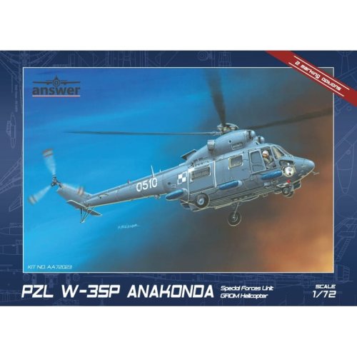 Go to product Answer AA72023 - 1:72 PZL W-3RM Anakonda Special Forces Unit GROM Helicopter
