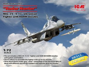 ICM 72143 - 1:72 Radar Hunter MiG-29 9-13 Ukrainian Fighter with HARM Missiles