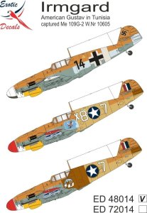Exotic Decals 48014 - 1:48 Irmgard - American Gustav in Tunisia - captured Me 109G-2 W.Nr.10605