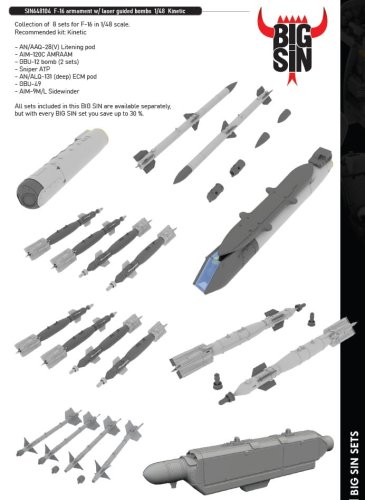 Go to product Eduard SIN648104 - 1:48 F-16 armament w/ laser guided bombs