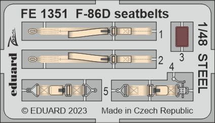 Go to product Eduard FE1351 - 1:48 F-86D seatbelts - Steel
