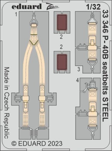 Go to product Eduard 33346 - 1:32 P-40B seatbelts - Steel