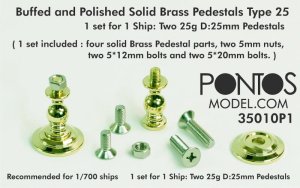 Pontos 35010P1 - 1:700 Buffed and Polished Solid Brass Pedestals Type 25