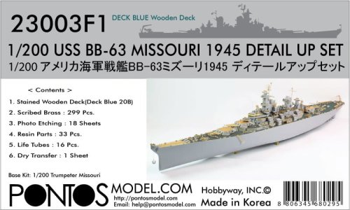Go to product Pontos 23003F1 - 1:200 USS BB-63 Missouri 1945 Detail up set 20B Deck Blue deck