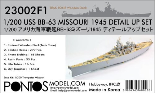 Go to product Pontos 23002F1 - 1:200 USS BB-63 Missouri 1945 Detail up set Teak tone deck