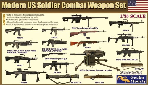 Go to product Gecko Models 35GM0082 - 1:35 Modern US Soldier Combat Weapon Set