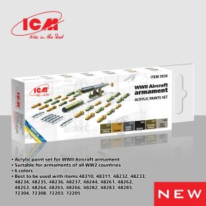 ICM 3036 - WWII Aircraft Armament acrylic paint set