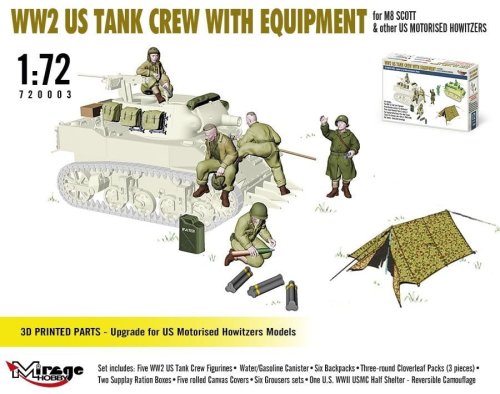 Go to product Mirage 720003 - 1:72 WW2 US Tank Crew with Equipment for M8 Scott & other US Motorised Howitzers