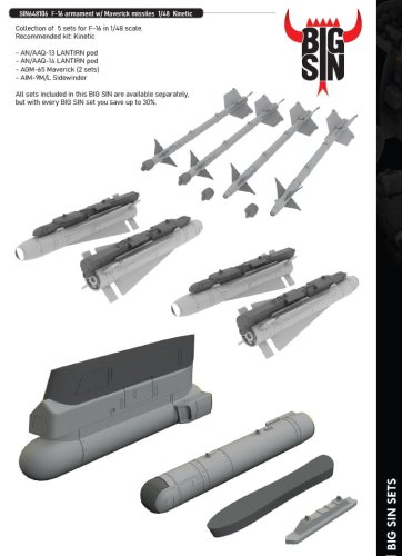Go to product Eduard SIN648106 - 1:48 F-16 armament w/ Maverick missiles